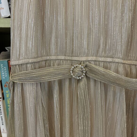 Alexa B Nites Women's Sleeveless Gold Maxi Dress Size 8 Goddess Ethereal Sweater - Picture 2 of 8